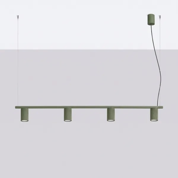 Sollux SL.2714 - Lustră suspendată pe cablu KARBON 4xGU10/10W/230V verde