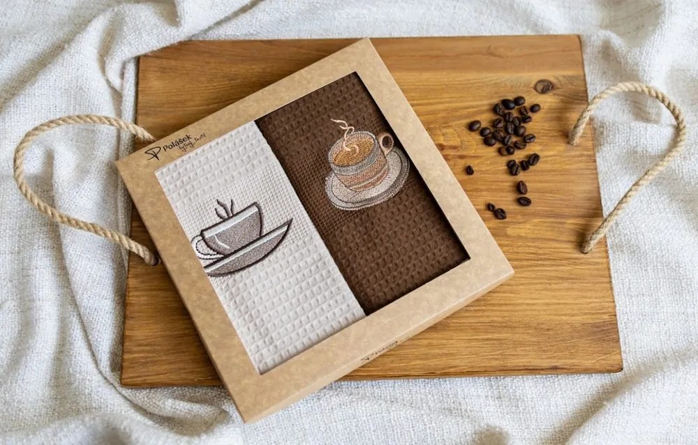 Prosoape de bucătărie waffle brodate cu motiv – Set de 2 bucăți