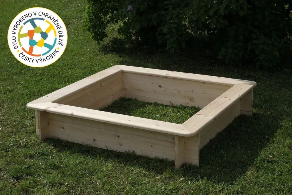 T-WOOD Groapă de nisip pătrată 120x120x26 cm