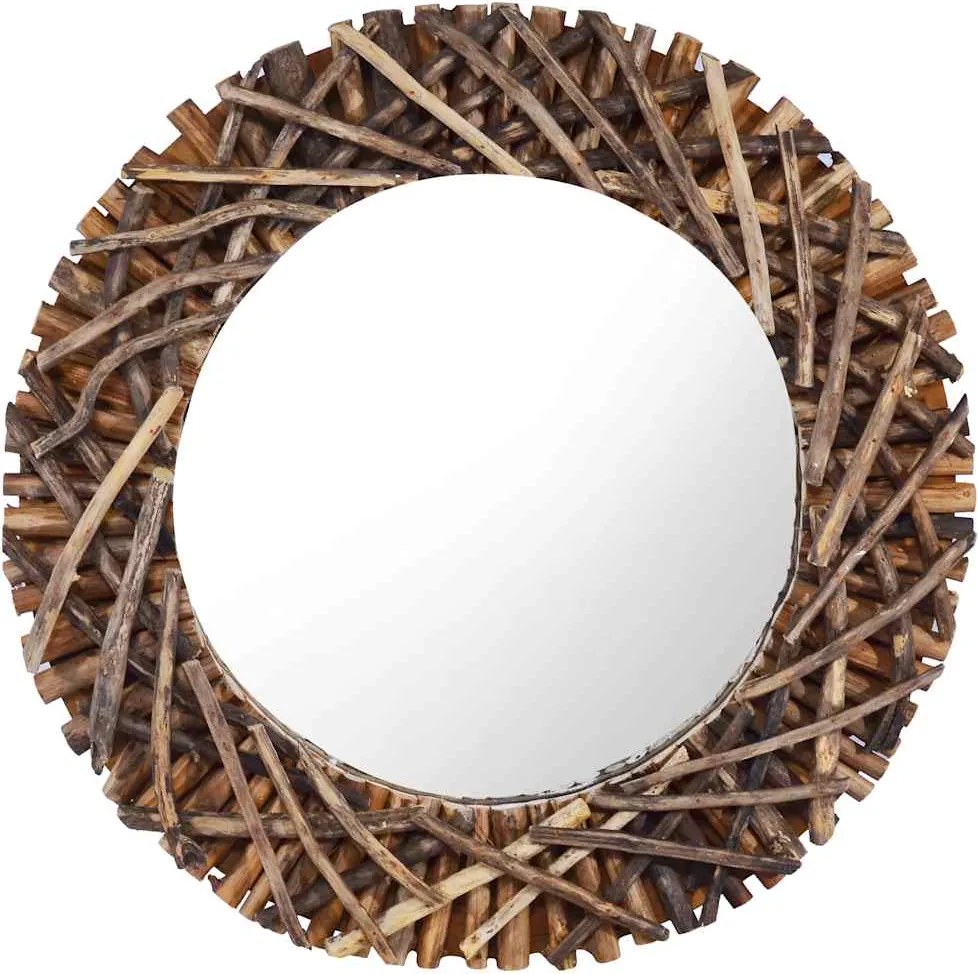 vidaXL Oglindă de perete, 60 cm, tec, rotund