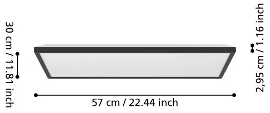Plafonieră LED RGBW dimabilă de exterior Eglo 901469 ROVITO-Z 17,2W/230V 30x57 cm IP44 negru