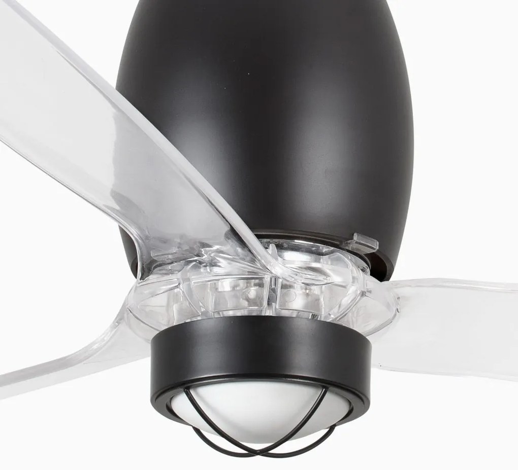 Lustra cu Ventilator si telecomanda ETERFAN M LED negru mat/transparent