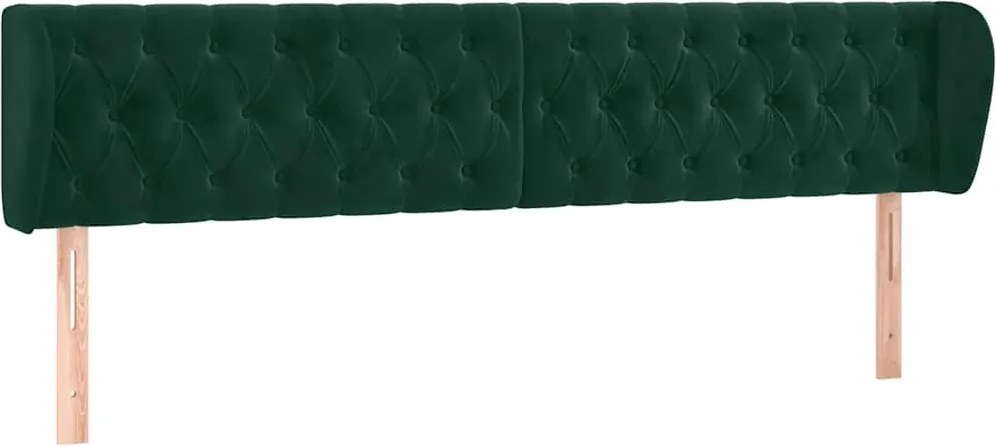 vidaXL Tăblie de pat cu aripioare verde închis 203x23x78/88 cm catifea