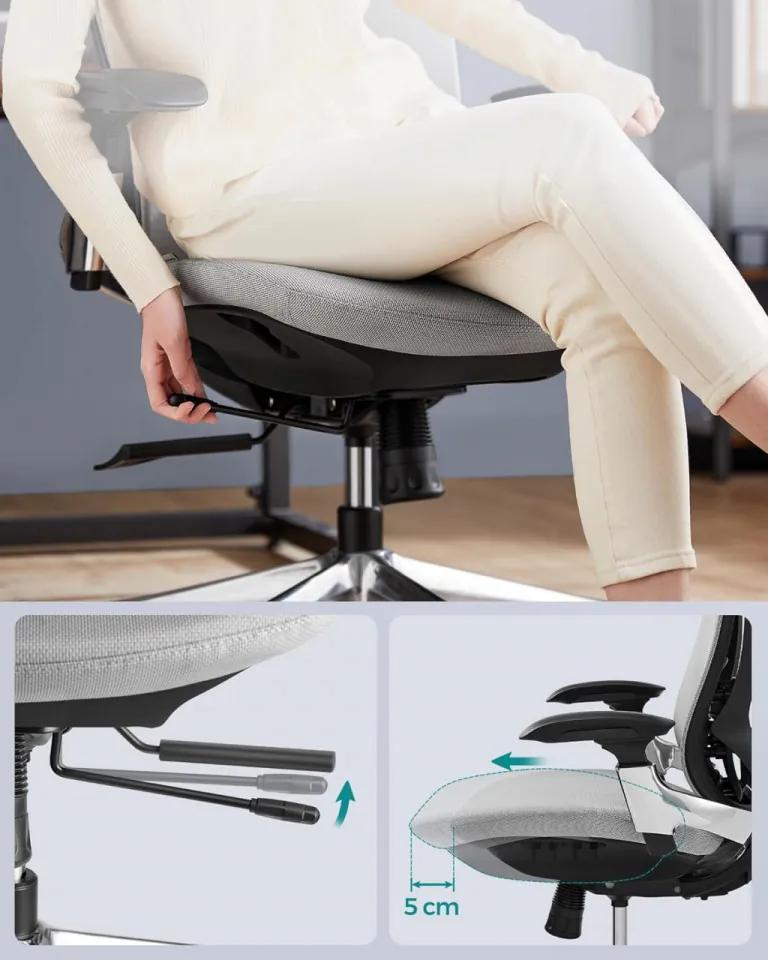 Scaun de birou ergonomic, 70 x 70 x (115-125) cm, metal / textil, negru /gri, Songmics