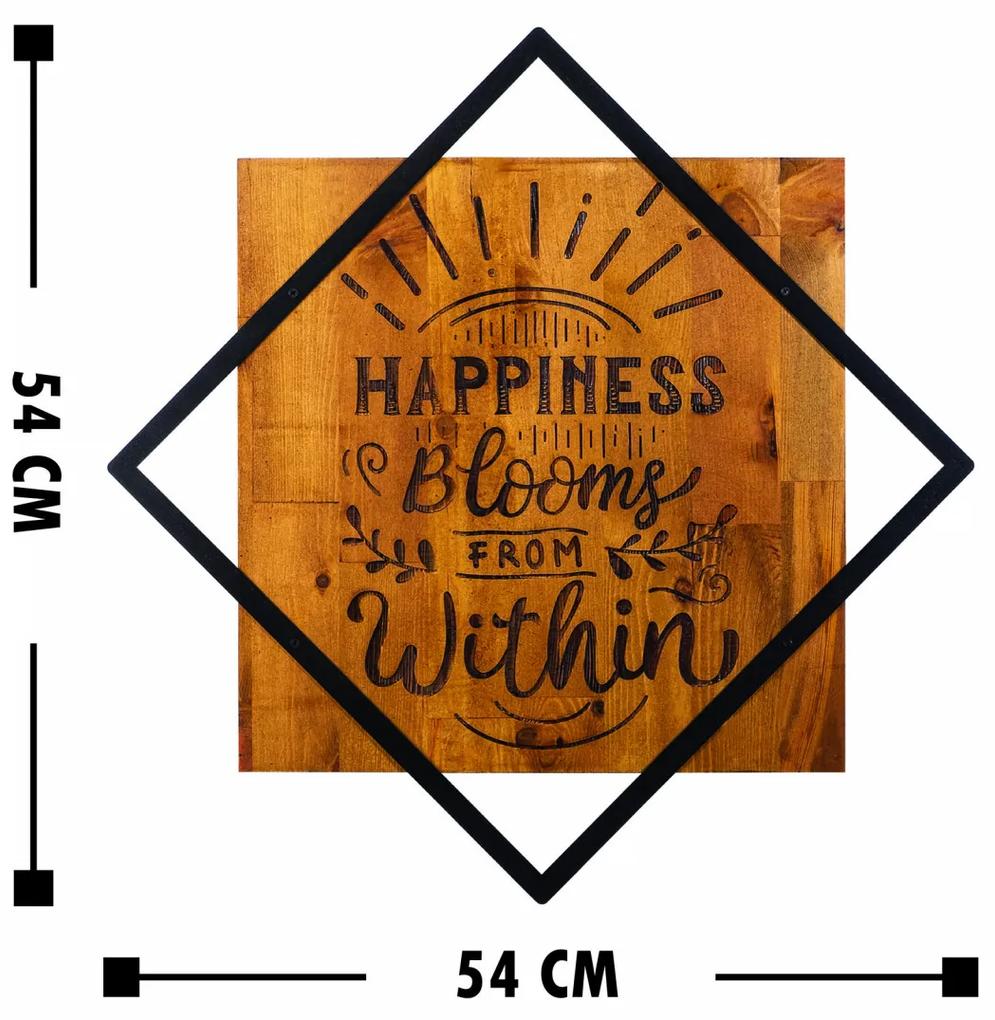 Accesoriu decorativ de perete din lemn Happiness blooms from within