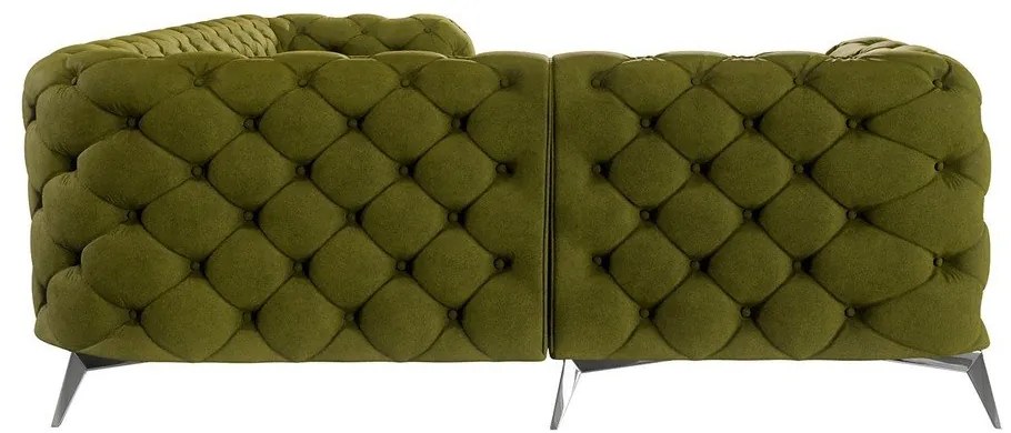 Colțar verde cu tapițerie din catifea (cu colț pe partea stângă/în formă de ”L”) Chelsea – Ropez