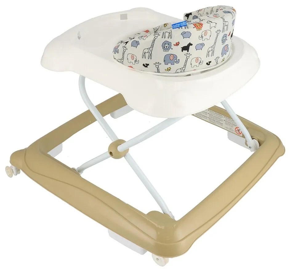 Baby Mix Walker pentru copii cu volan și roți dinsilicon maro deschis, 50 x 44 x 50 cm