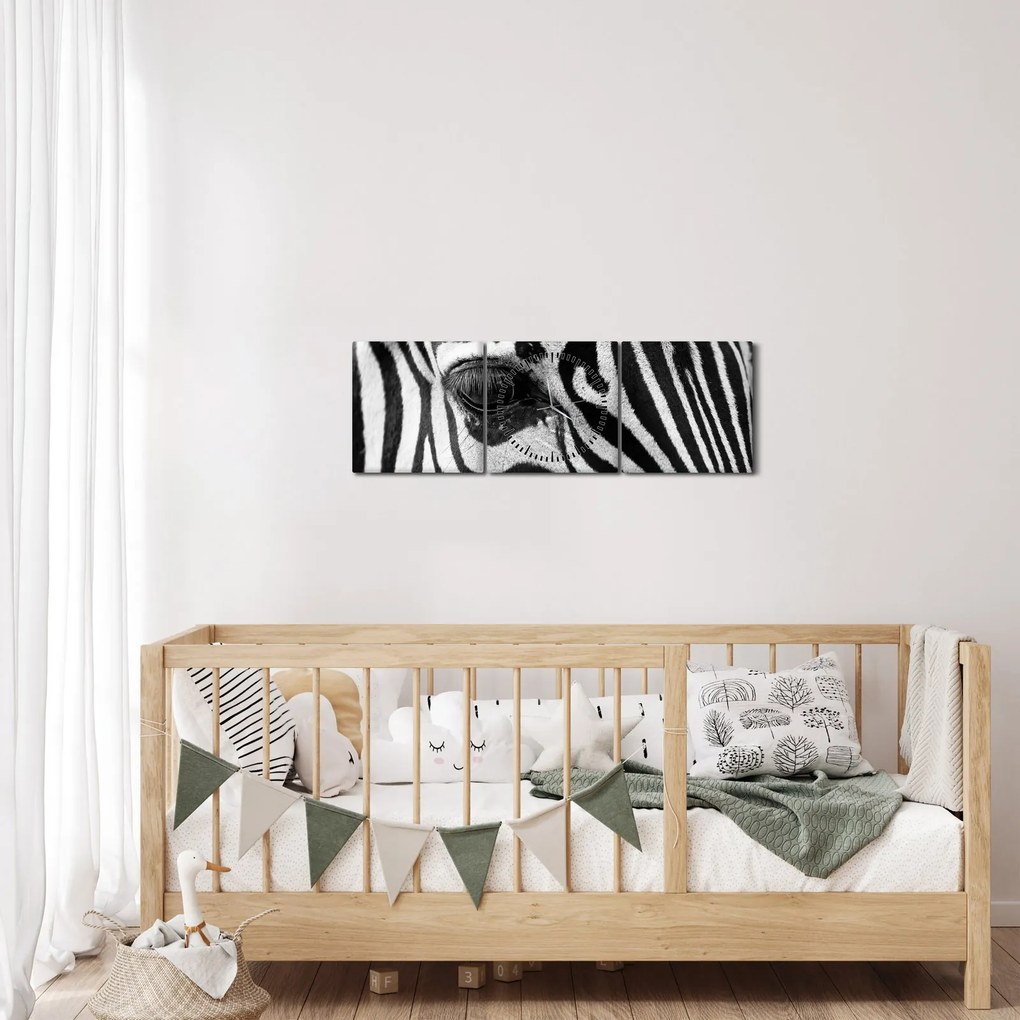 Tablou cu zebră (cu ceas) (90x30 cm)