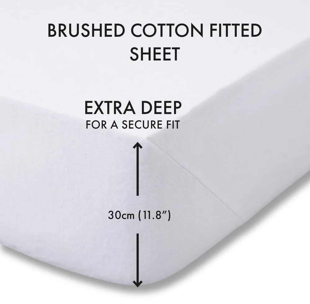 Cearceaf alb din flanelă cu elastic 150x200 cm Brushed – Catherine Lansfield