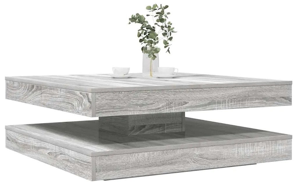 vidaXL Măsuță cafea rotativă 360 grade, sonoma gri 90x90x34,5 cm