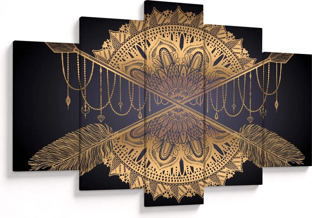 Tablou - Mandala aurie cu săgeți (150x105 cm)
