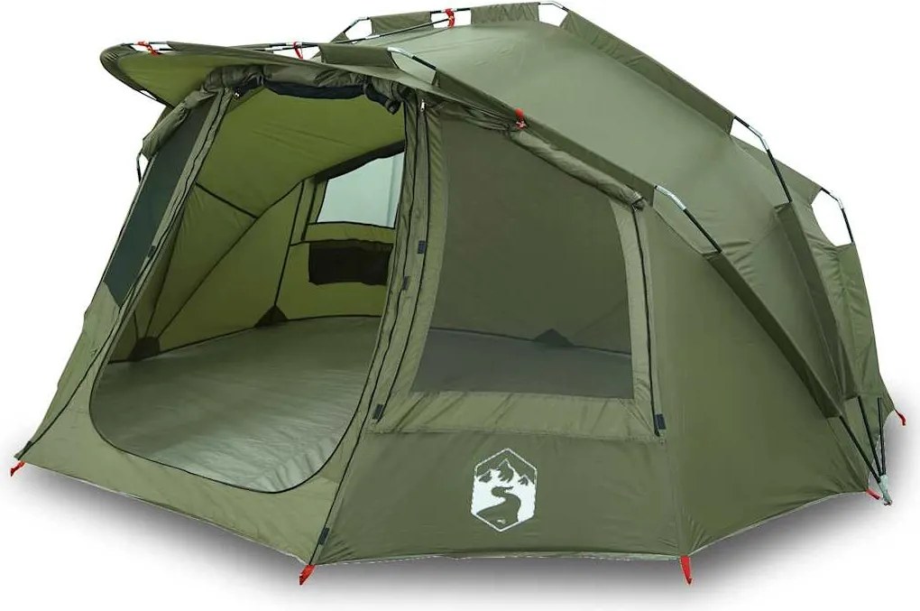 vidaXL Cort de pescuit 5 persoane, verde măsliniu, impermeabil