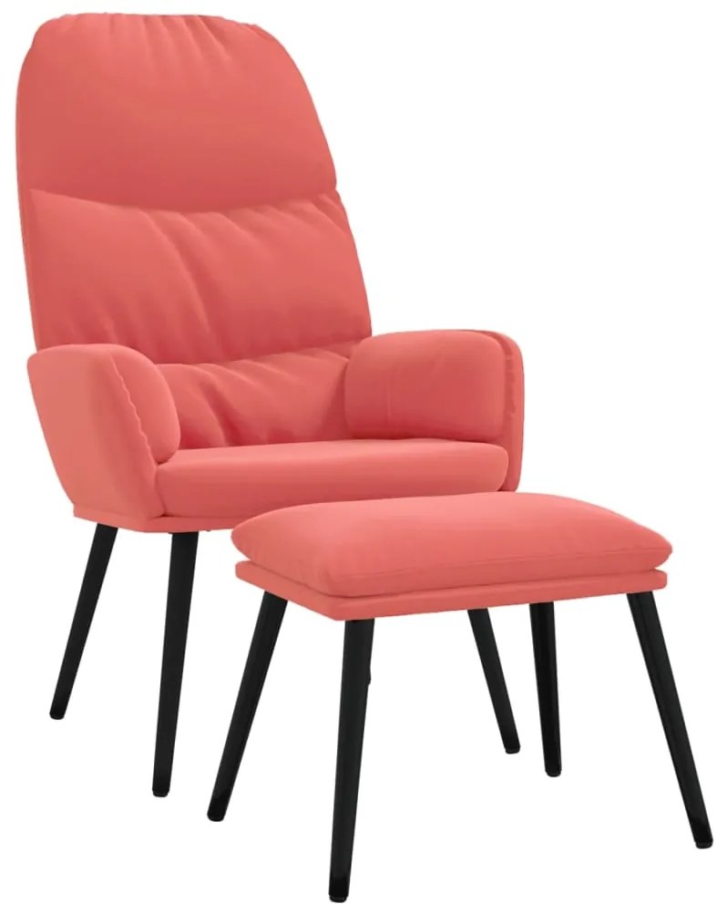 3097357 vidaXL Scaun de relaxare cu taburet, roz, catifea
