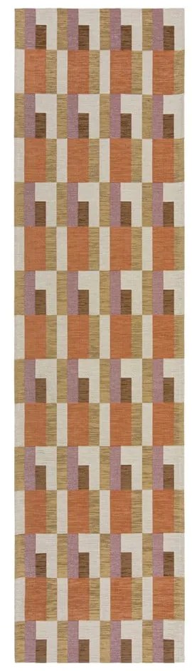Covor tip traversă portocaliu/în culoare naturală 60x230 cm Riley Block Geo – Flair Rugs