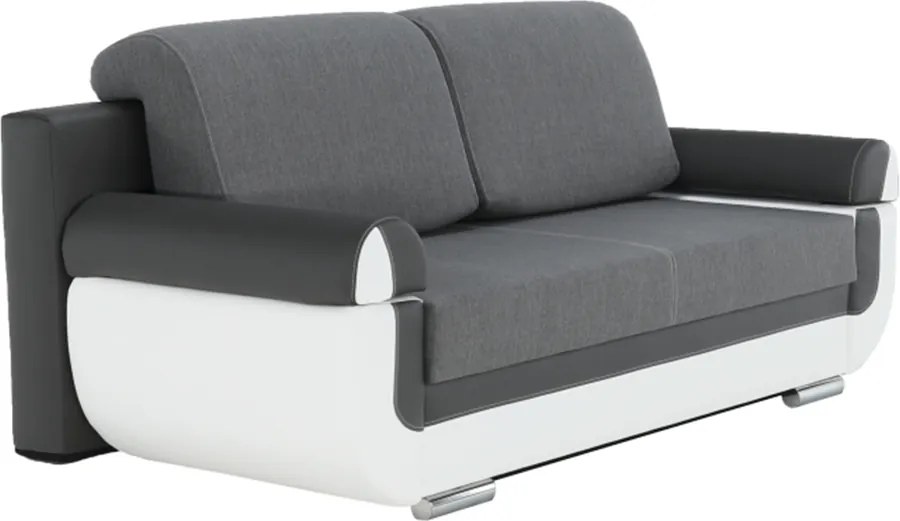 Canapea, piele ecologică alba+gri/material textil gri, KARDYN