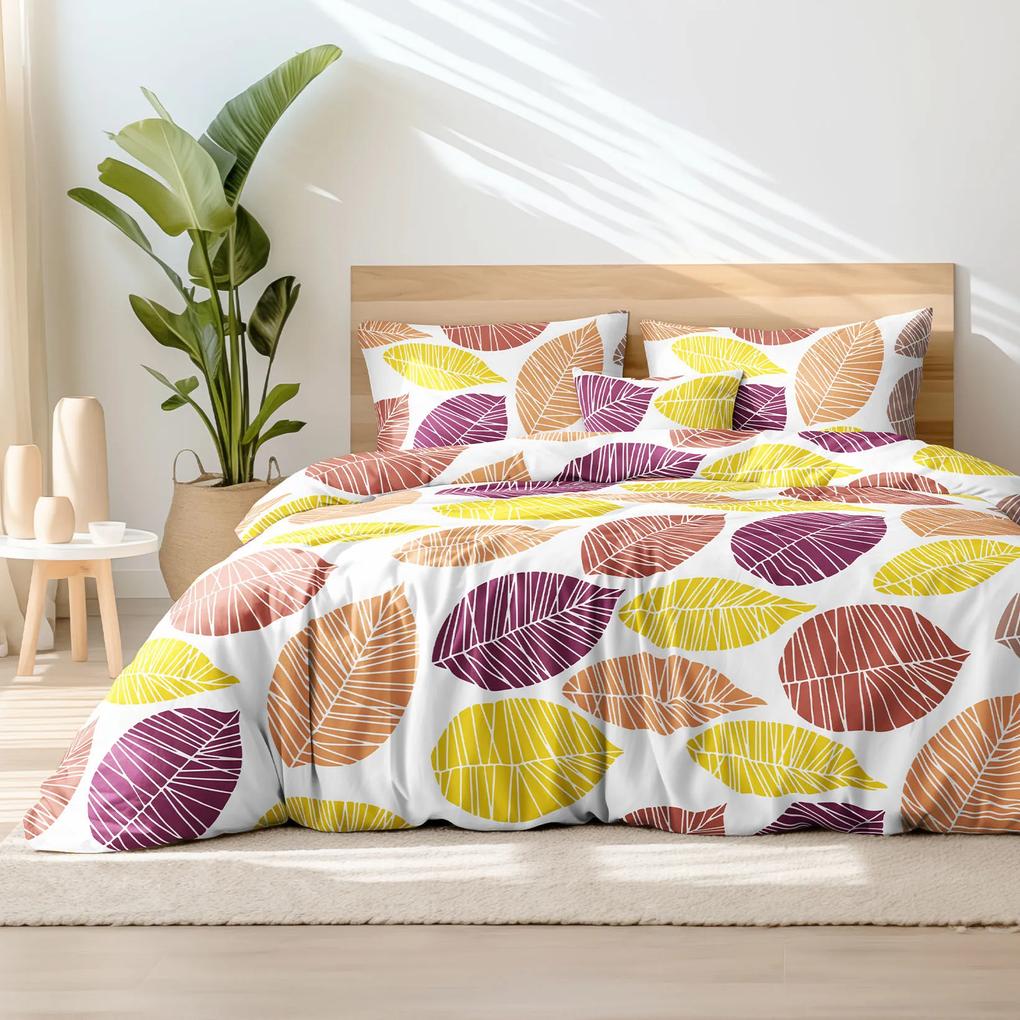 Goldea lenjerie de pat din 100% bumbac - frunze colorate 140 x 220 și 50 x 70 cm