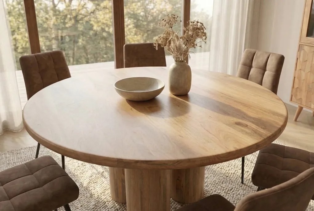 Masa rotunda ART DECO 140cm lemn masiv de mango natural