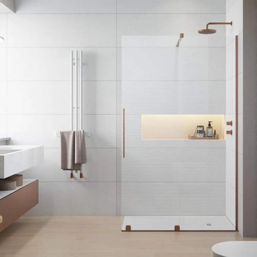 Paravan de dus tip Walk-in Radaway Furo cupru periat-transparent 120 cm sticla securizata 8 mm dreapta