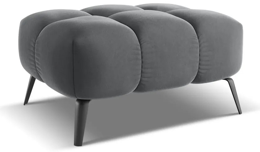 Taburet gri cu tapițerie din catifea Nalu – Makamii