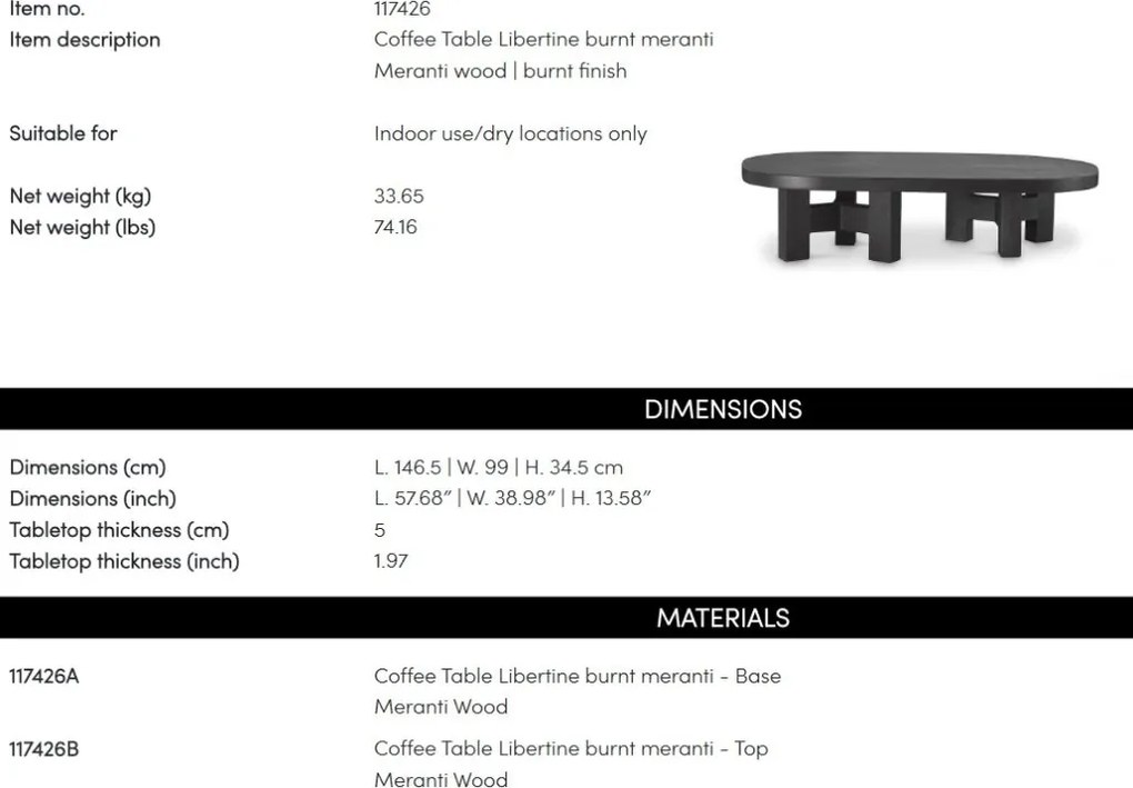 Masuta eleganta design LUX din lemn de meranti Libertine