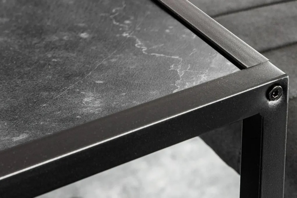 Masa din bar design industrial Slim Line 120cm, negru efect de marmura