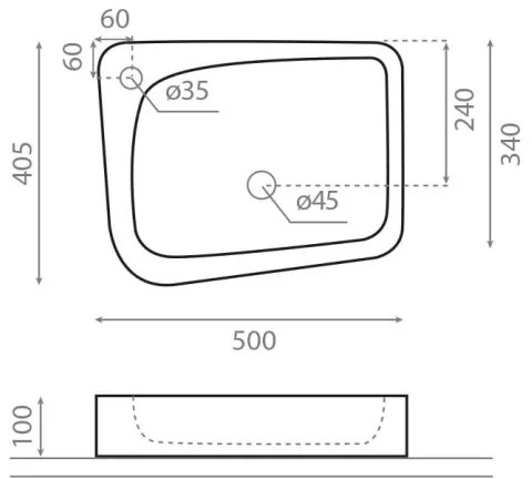 Lavoar pentru blat ARAGON 50 x 40,5 cm, porțelan/alb - Bathco 4001