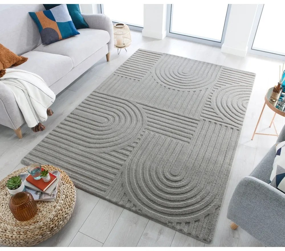 Covor din lână Flair Rugs Zen Garden 160 x 230 cm, gri