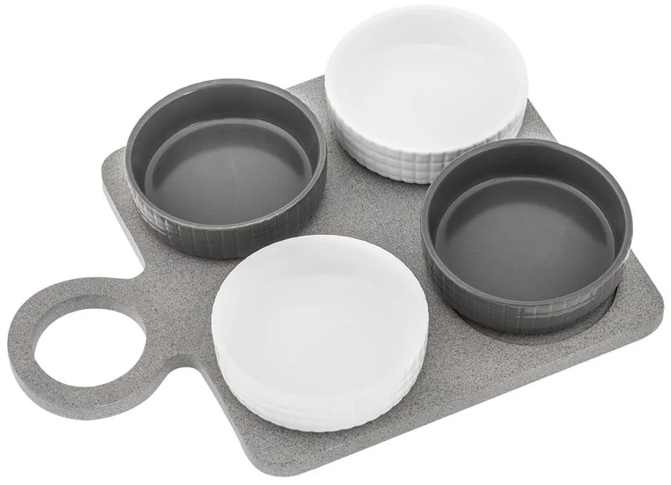 Set 4 boluri de servire și platou Villa Altachiara Yin&amp;Yang, 29 x 21,5 cm