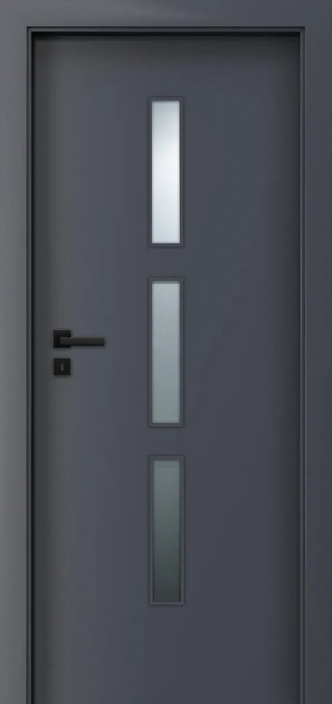 Usa de interior gri antracit finisaj CPL cu toc metalic negru mat - INFINIT 4.1 ST, 900 x 2060, Gri Antracit, 140-160 mm, Toc Reglabil CPL - Gri