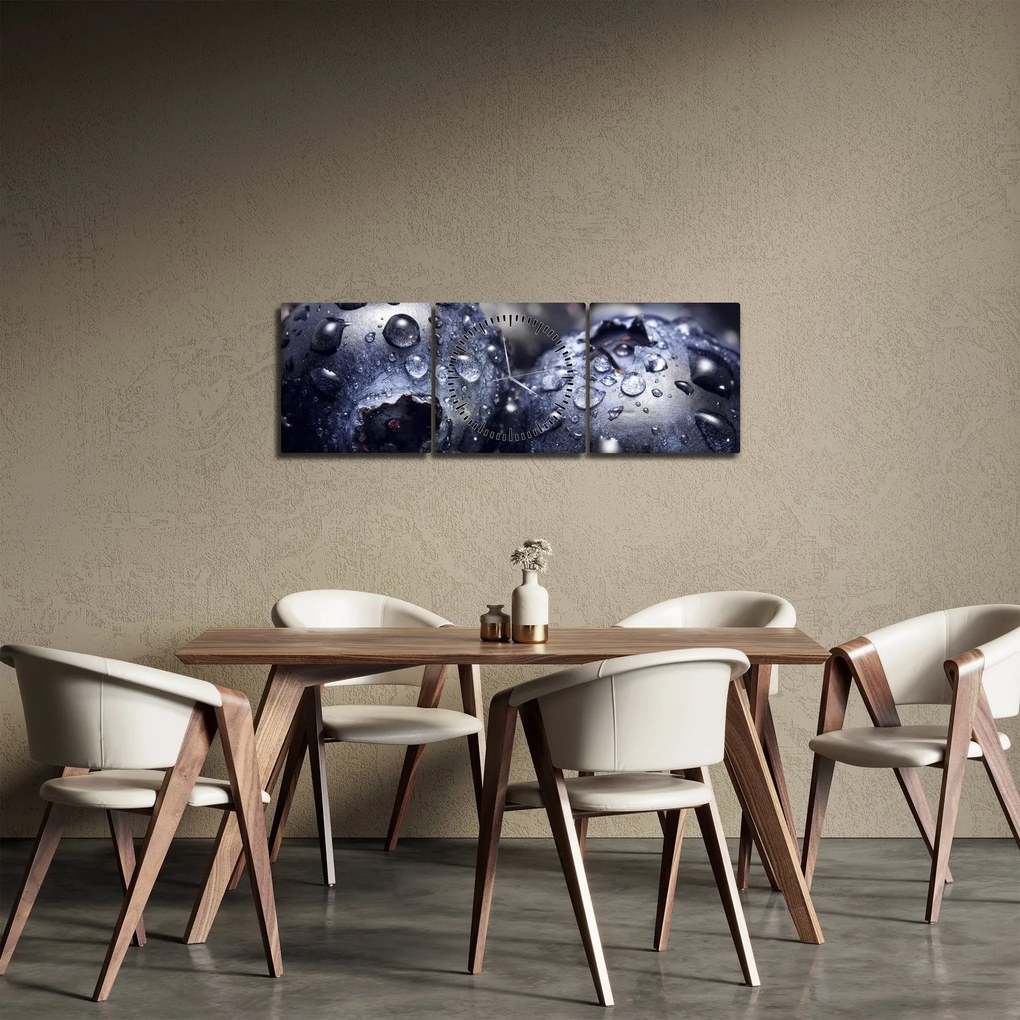 Tablou cu fructe cu picături de apă (cu ceas) (90x30 cm)