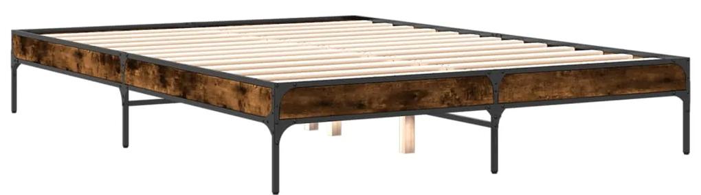845008 vidaXL Cadru de pat, stejar fumuriu 160x200 cm lemn prelucrat și metal