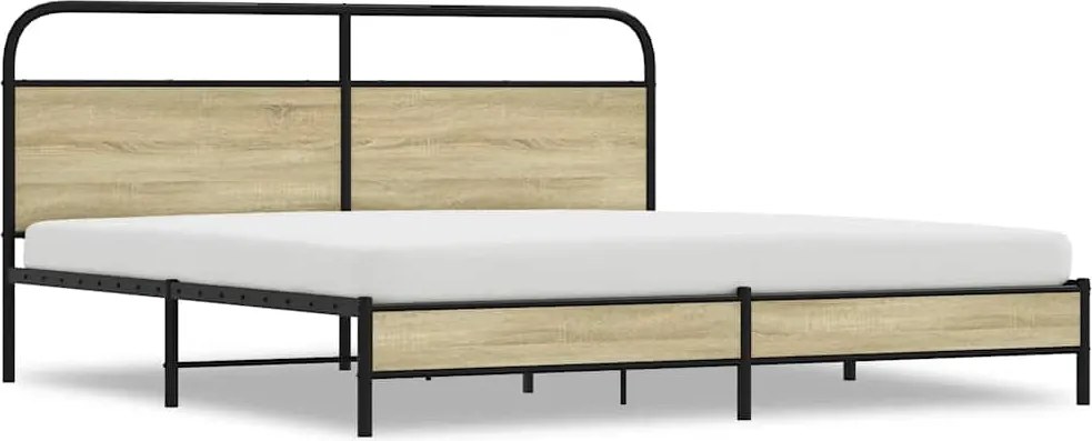 vidaXL Cadru de pat metalic fără saltea, stejar sonoma, 180x200 cm