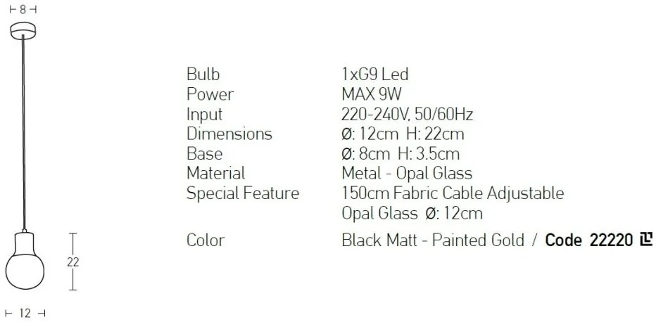 Pendul design modern Vilen negru, auriu