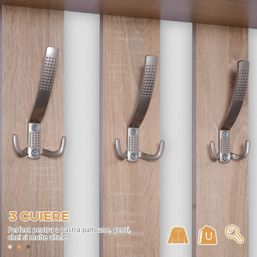 HOMCOM Dulap Pantofi 3 in 1, cu Cuier si Oglinda, Sertare Spațioase, Scaun Rezistent, 90x24x116 cm | Aosom Romania