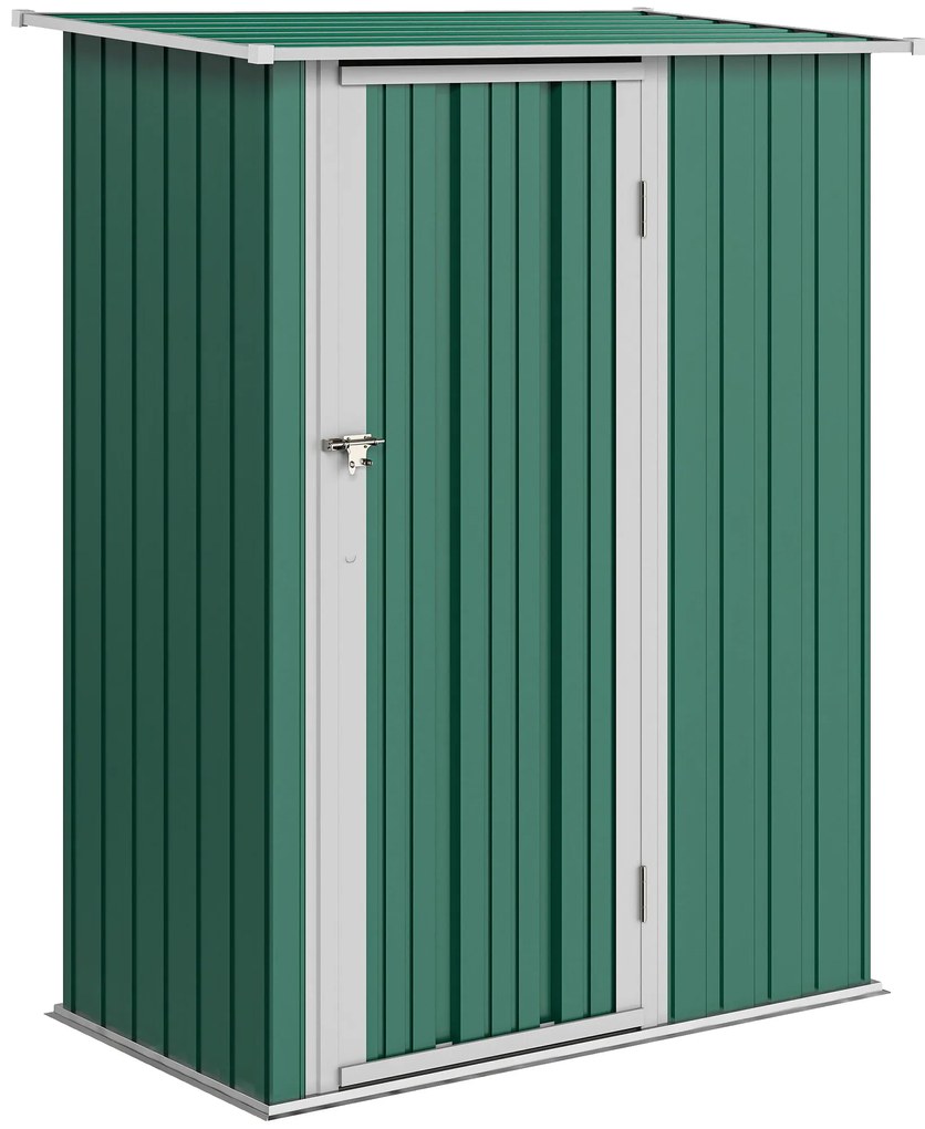 Outsunny Magazie Grădină Dulap pentru Scule 142x84x189cm Din Otel Impermeabil Verde Inchis | Aosom Romania