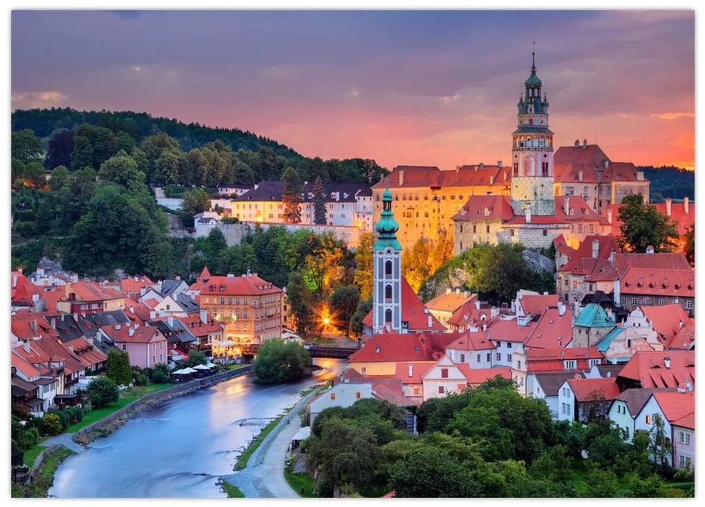 Tablou pe sticlă - Český Krumlov (70x50 cm)
