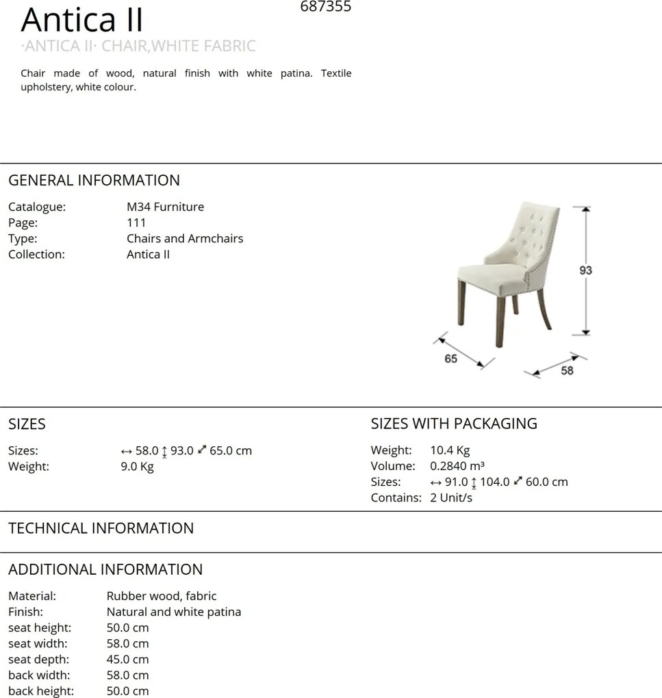 Scaun dining Antica II SV-687355
