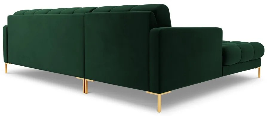 Colțar tapițat Bali, Verde/5 locuri/picioare gold/partea stângă/ L293 x l185 x h75