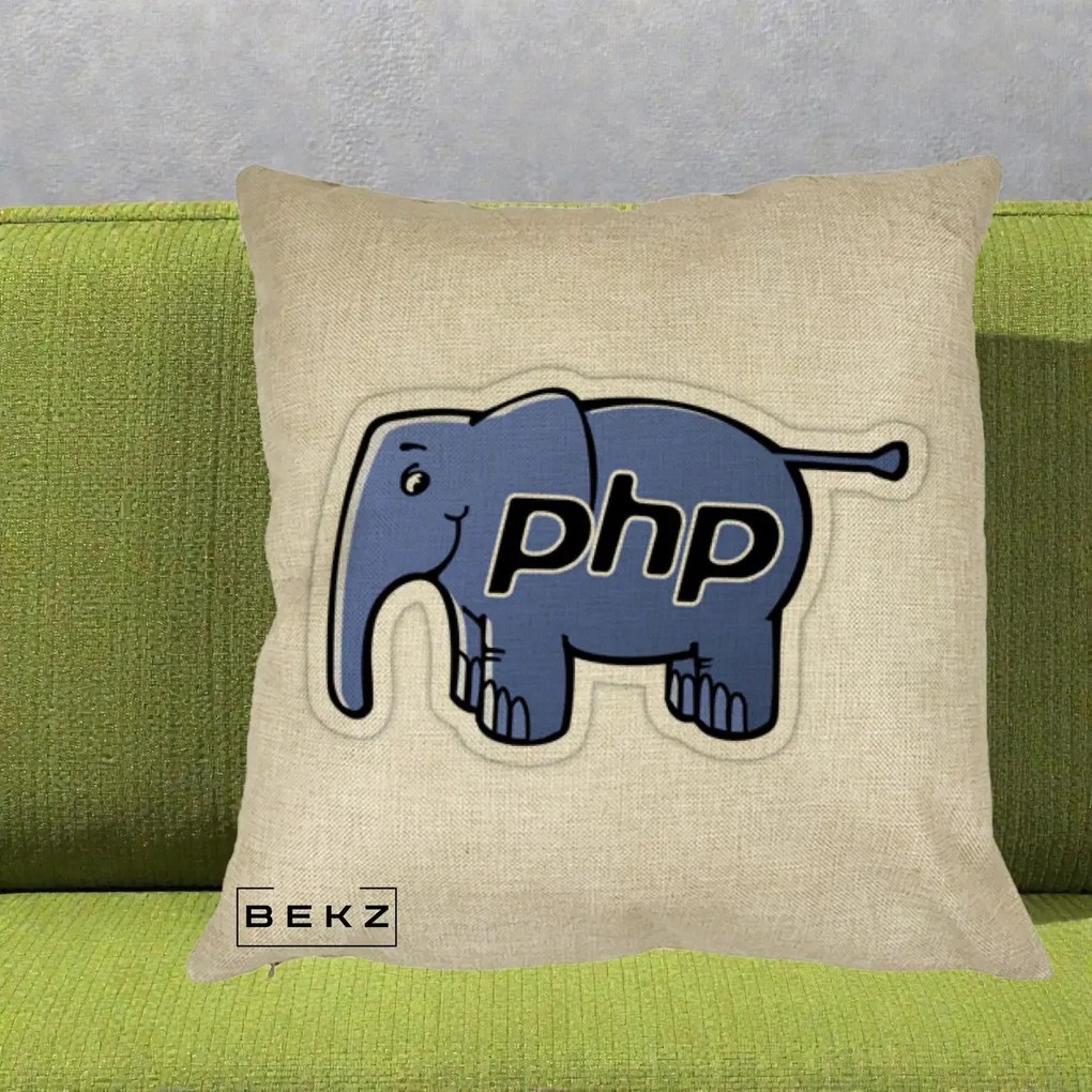 Perna Personalizata PHP Elephant, 40x40 cm, Crem, Husa Detasabila, Perna Inclusa, BEKZ®