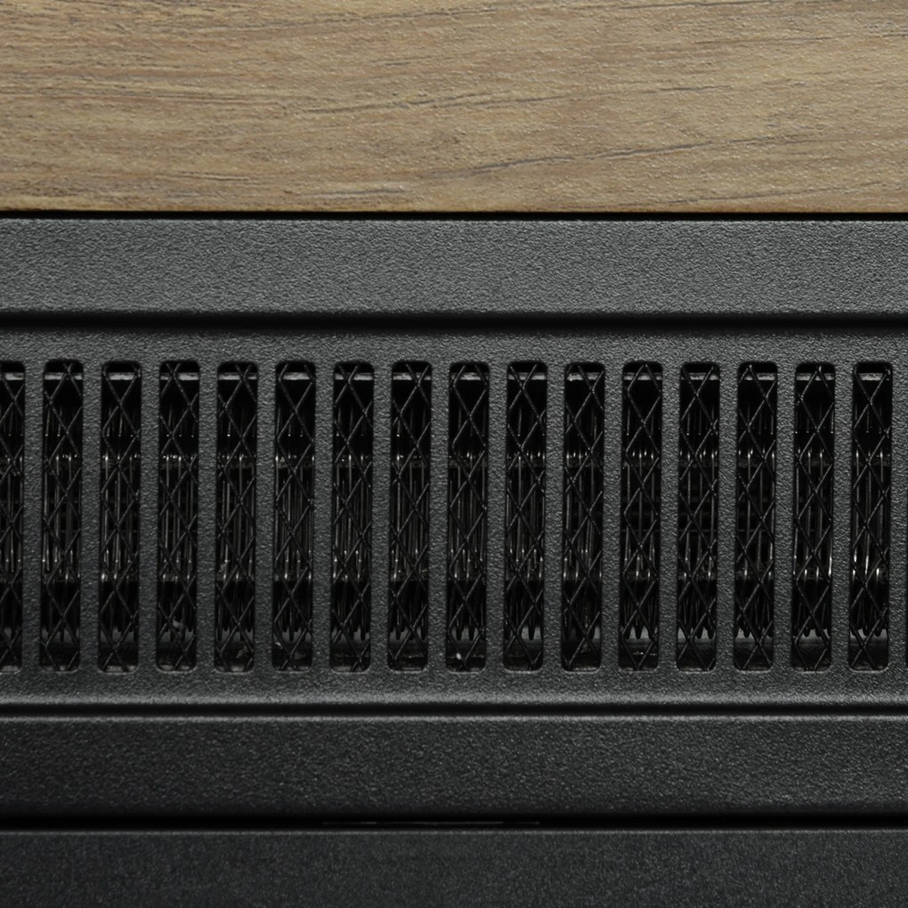 HOMCOM Șemineu Electric cu Flacără 3D, Oprire Automată, Încălzire Reglabilă și Temporizator, 96,5x22x81,7 cm, Lemn Natural | Aosom Romania