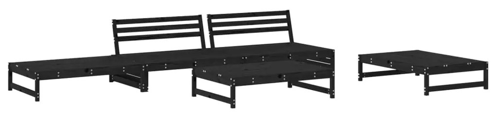 3186638 vidaXL Set Set mobilier relaxare grădină 5 piese negru lemn masiv pin