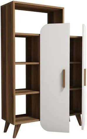 Cabinet din pal cu 2 usi Form Nuc / Alb, l90xA32xH132 cm