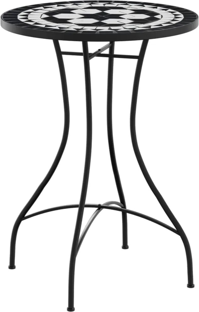 vidaXL Masă de bistro, negru și alb, Ø50x70 cm, ceramică, mozaic