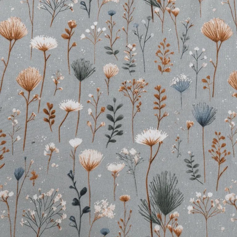 Cearsaf din microfibra BOTANIC FIELD gri 180x200 cm