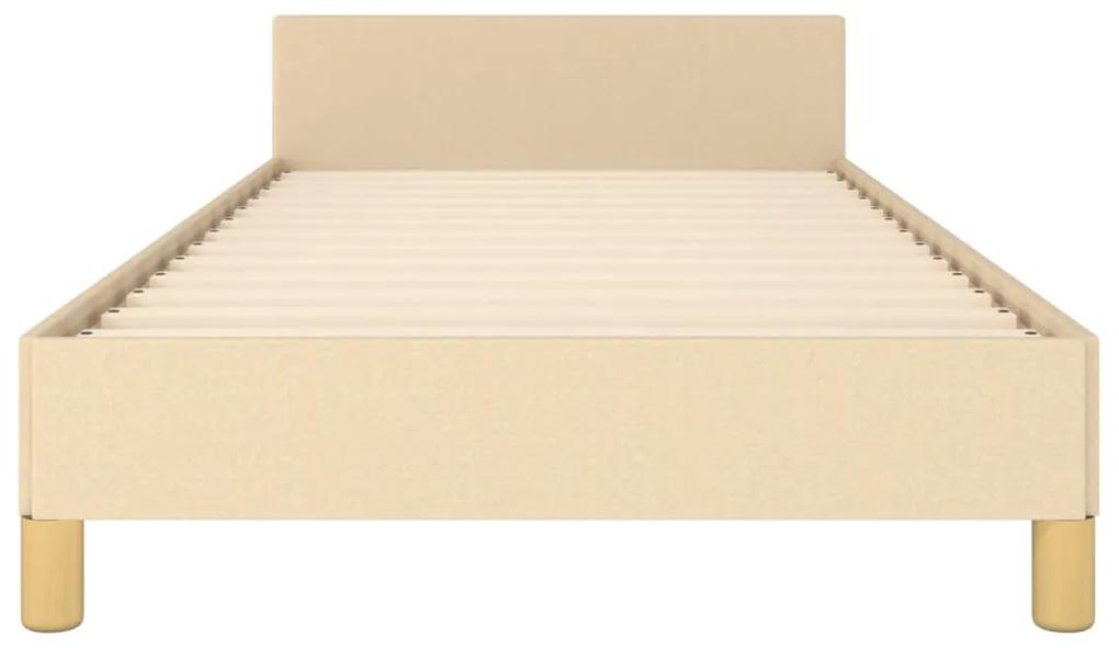 Cadru de pat cu tablie, crem, 80x200 cm, textil Crem, 80 x 200 cm, Benzi verticale