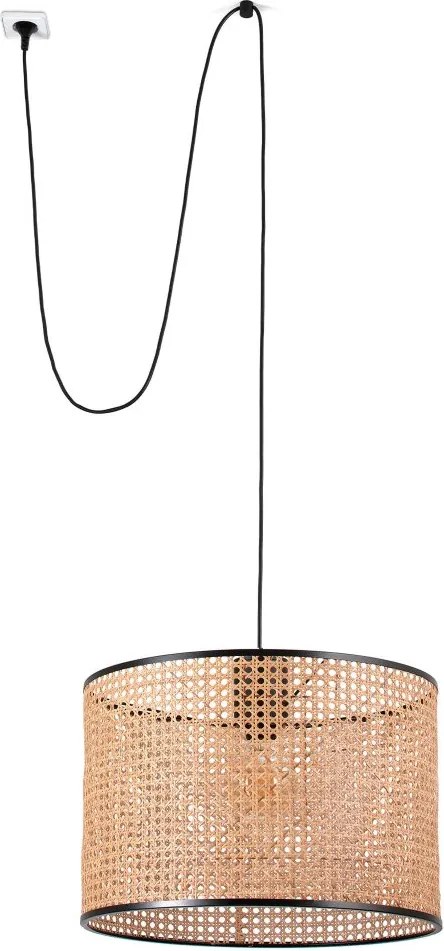 Lustra/Pendul decorativ cu cablu si stecher MAMBO 450 negru/ratan
