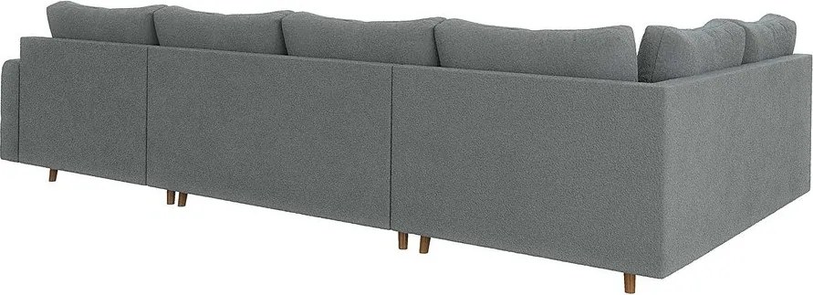 Colțar gri cu tapițerie din țesătură bouclé (colț dreapta/în formă de "U") Ariella – Ropez