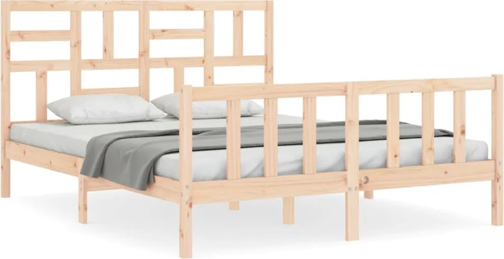 vidaXL Cadru de pat cu tăblie, king size, lemn masiv