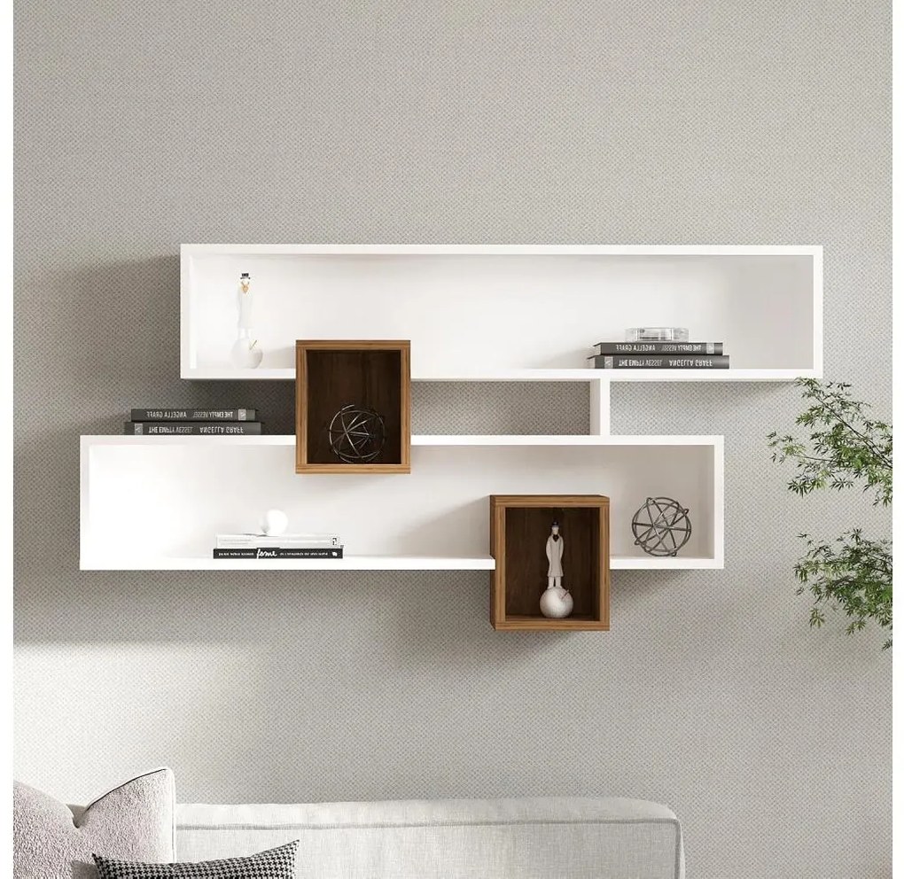 Raft de perete KAREN 120 x 72,2 cm, alb/nuc