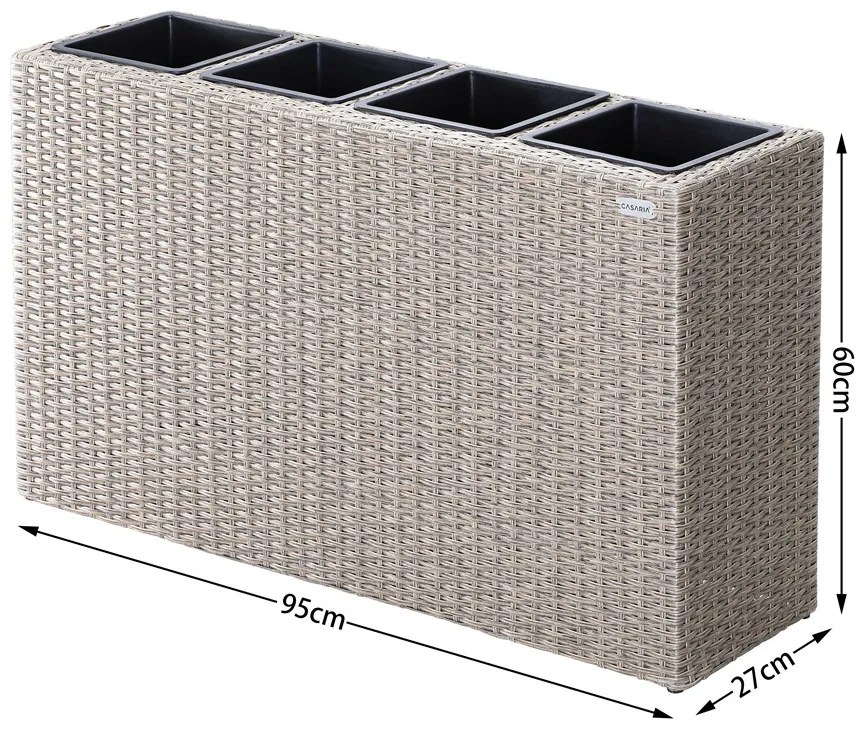 Deuba Ghiveci cu flori - 95 x 27 x 60 cm - crem